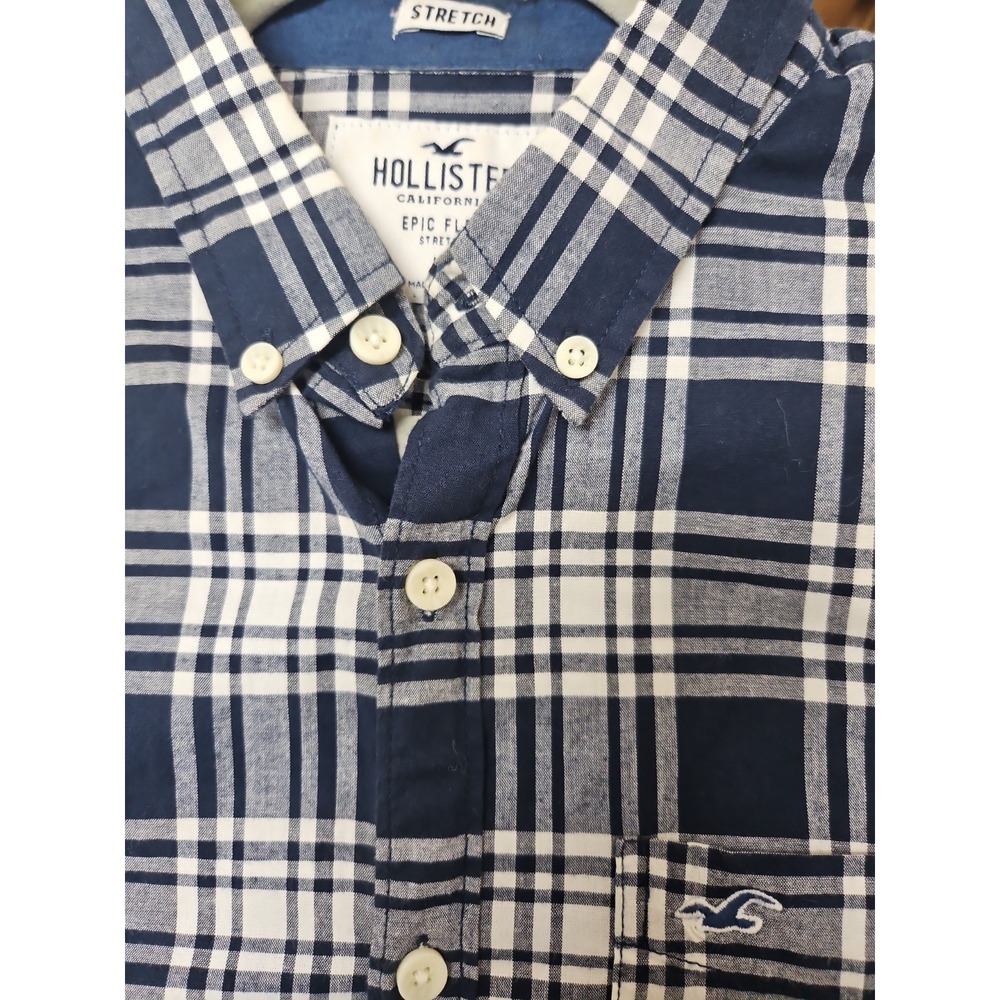 Hollister Epic Flex Button Shirt Mens Medium Stretch Long Sleeve